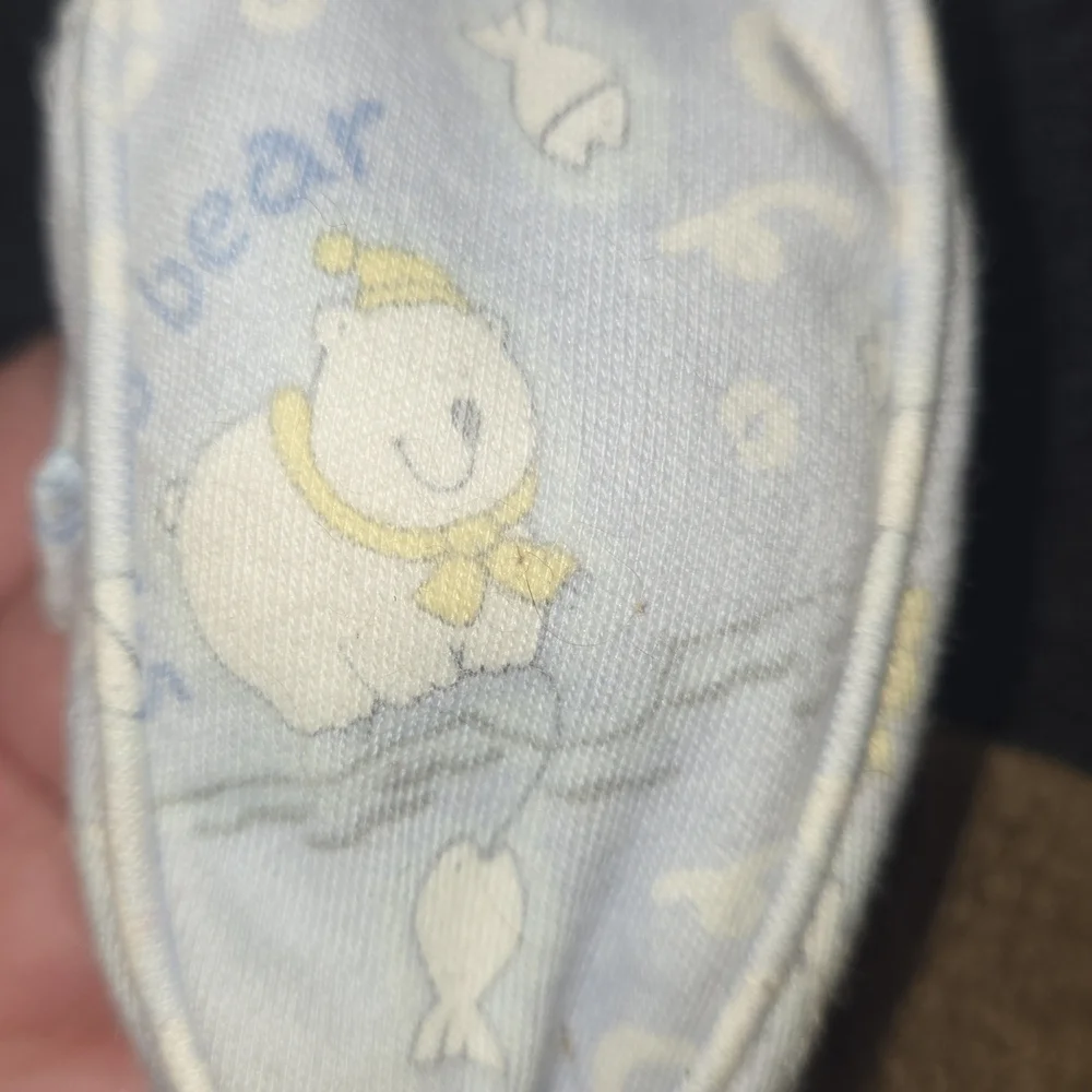 Vintage Blue Baby Booties Crib Shoes T Strap Snap Closure Soft Bottom 3-6